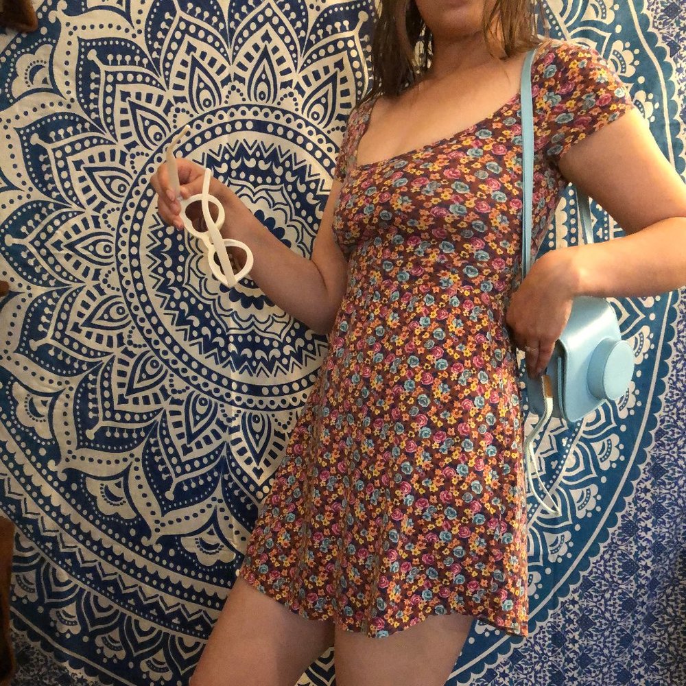 Maroon Multi-Floral Babydoll Summer Dress